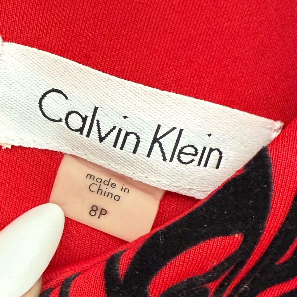 Calvin Klein Red and Black Embellished Sheath Mini Dress - Picture 3 of 3